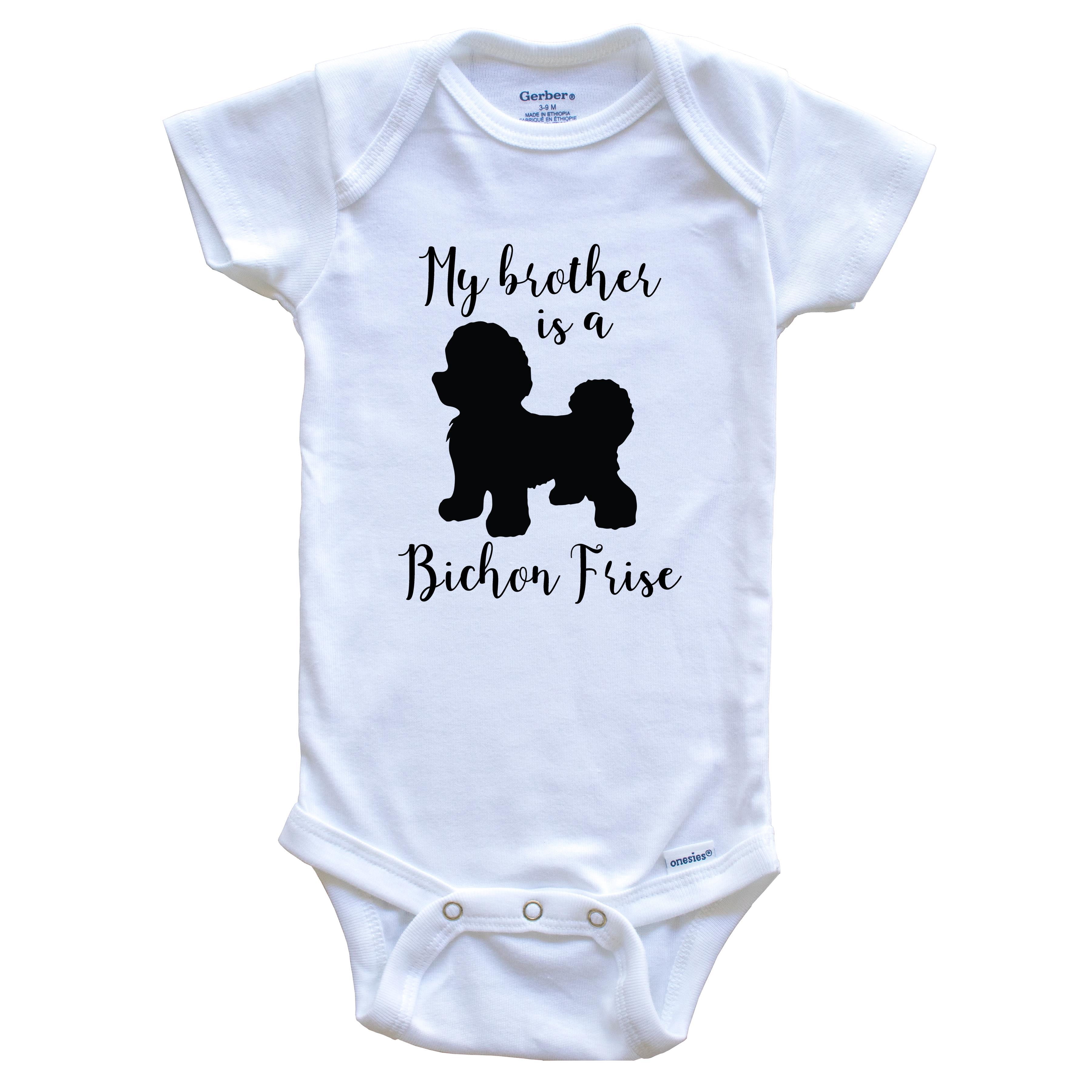 My Brother Is A Bichon Frise Cute Dog Baby Bodysuit - Bichon Frise One Piece Baby Bodysuit, 3-6 Months White