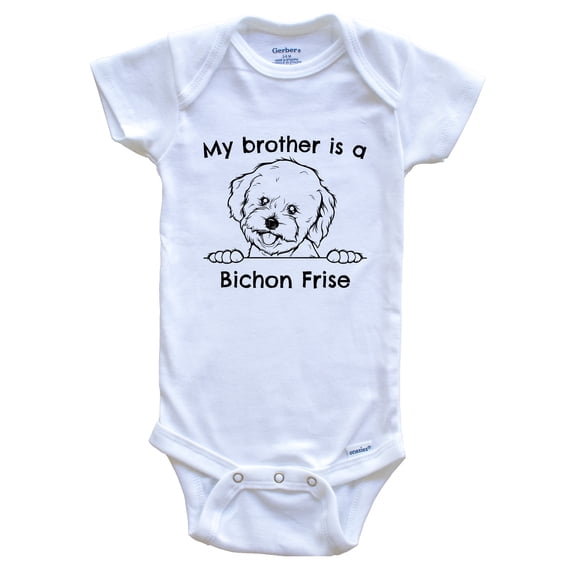 My Brother is a Bichon Frise Cute Dog Breed Baby Bodysuit, 0-3 months white