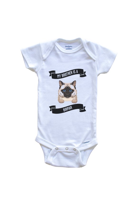 My Brother Is A Birman Cat Cute Kitten Baby Bodysuit, 0-3 Months White