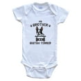 thumbnail image 1 of My Brother Is A Boston Terrier Cute Dog Breed Baby Bodysuit v2, 6-9 Months White, 1 of 4