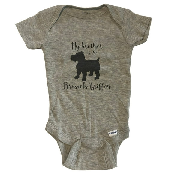 My Brother Is A Brussels Griffon Cute Dog Baby Bodysuit - Brussels Griffon One Piece Baby Bodysuit - Grey