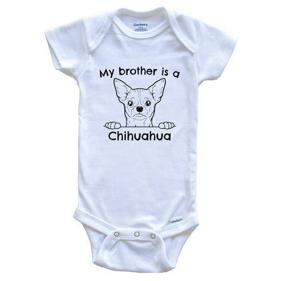 My Brother is a Chihuahua Cute Dog Breed Baby Bodysuit, 0-3 months white