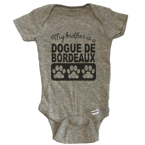 My Brother Is A Dogue de Bordeaux Baby Bodysuit One Piece Baby Bodysuit - Grey