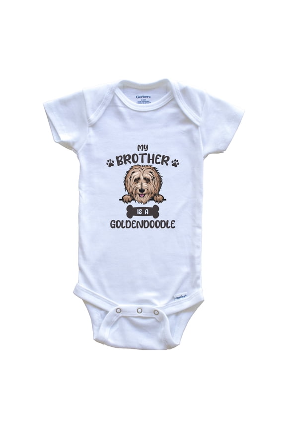 My Brother Is A Goldendoodle Cute Dog Breed Baby Bodysuit, 0-3 Months White