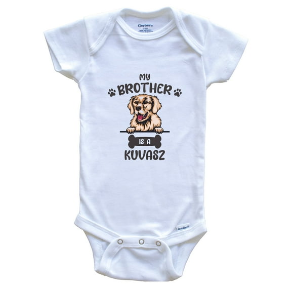 My Brother Is A Kuvasz Cute Dog Breed Baby Bodysuit, 0-3 Months White