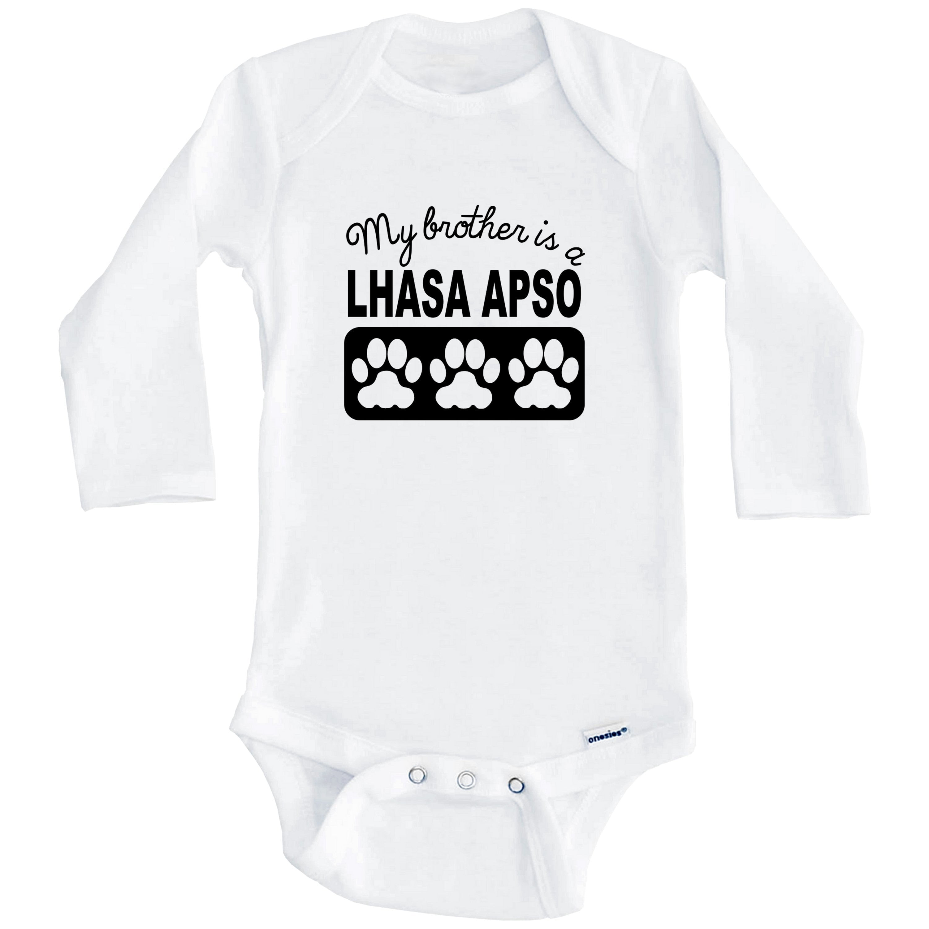 My Brother Is A Lhasa Apso One Piece Baby Bodysuit One Piece Baby Bodysuit (Long Sleeve), 3-6 Months White