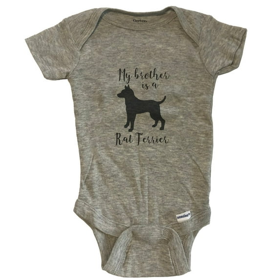 My Brother Is A Rat Terrier cute Dog Baby Bodysuit - Rat Terrier One Piece Baby Bodysuit - Grey