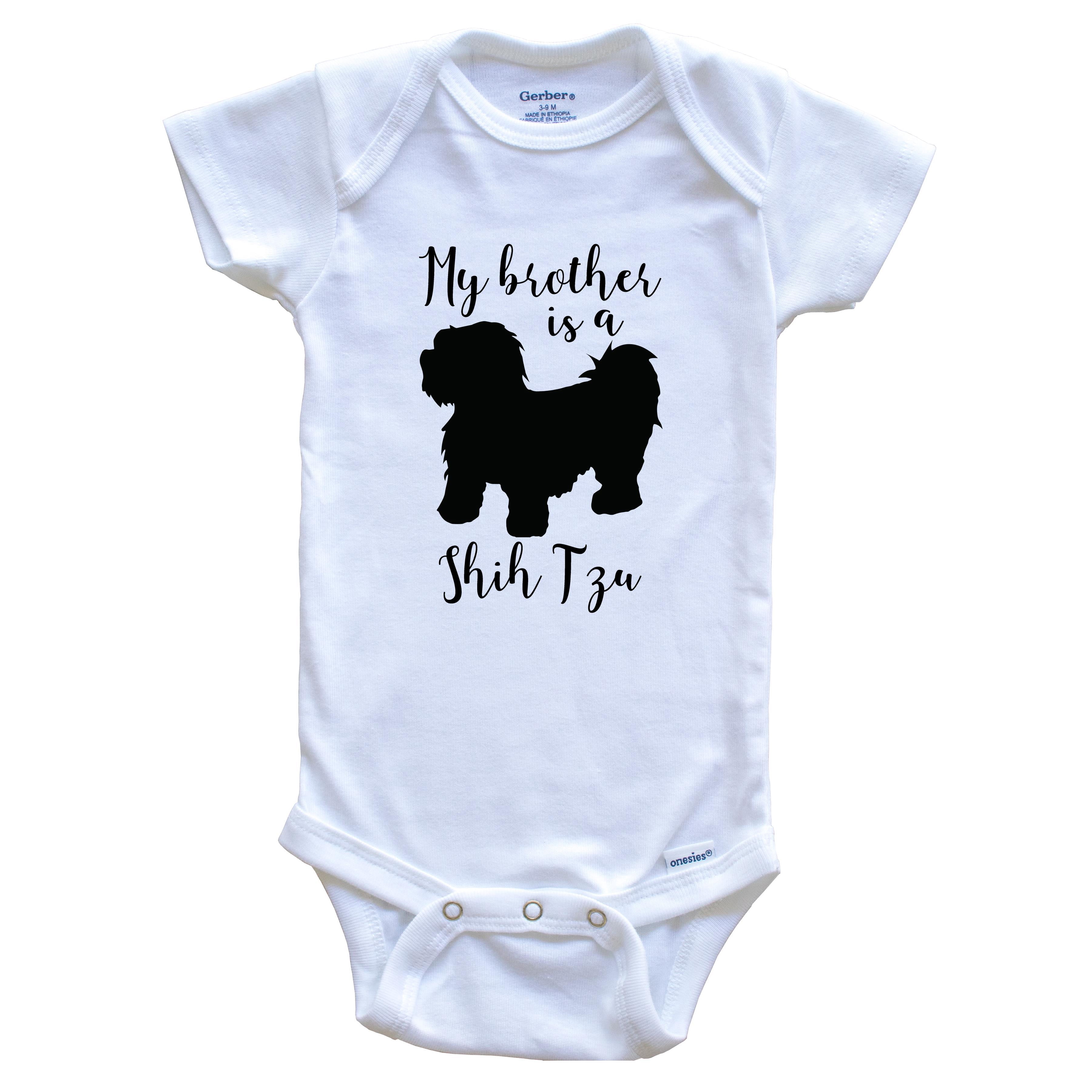 My Brother Is A Shih Tzu Cute Dog Baby Bodysuit - Shih Tzu One Piece Baby Bodysuit, 0-3 Months White