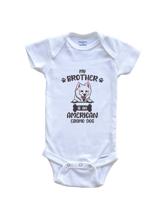 My Brother Is An American Eskimo Dog Cute Dog Breed Baby Bodysuit, 0-3 Months White