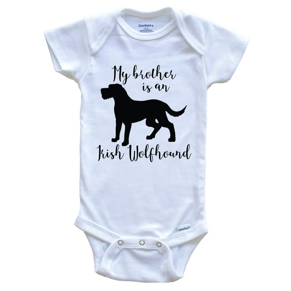 My Brother Is An Irish Wolfhound Cute Dog Baby Bodysuit - Irish Wolfhound One Piece Baby Bodysuit, 0-3 Months White