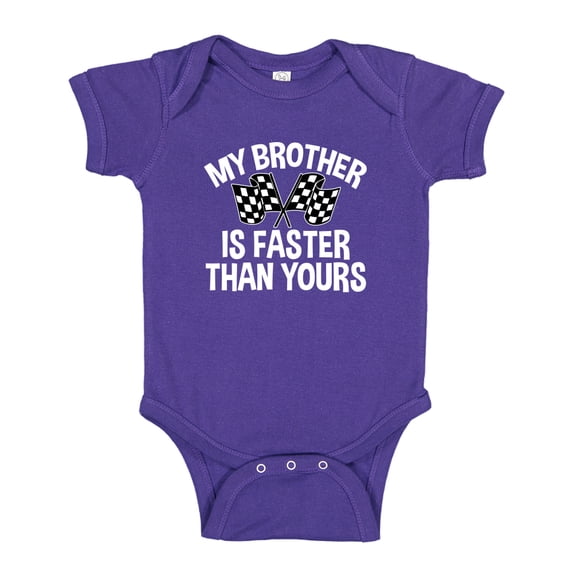 My Brother Is Faster Than Yours Baby Bodysuit One Piece 6 mo Purple