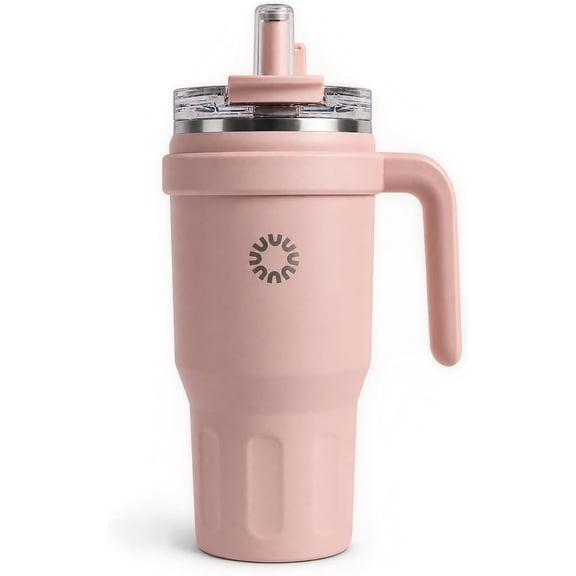 My-Cap 1100 mL Tumbler With Straw and Handle, Double Wall Insulated Travel Mug With Lid Pink