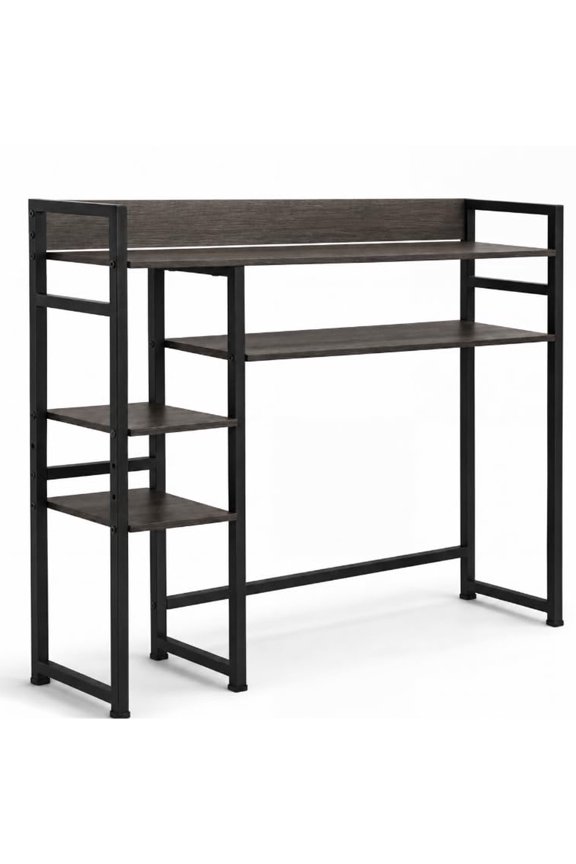 Wooden Desktop Organizer Bookshelf, Adjustable 5 Tier Desktop Shelf, Office Organizer, Display Shelf for Home Office, Coffee Accessories, Coffee Pods, Mugs & Kitchen Storage (Black)