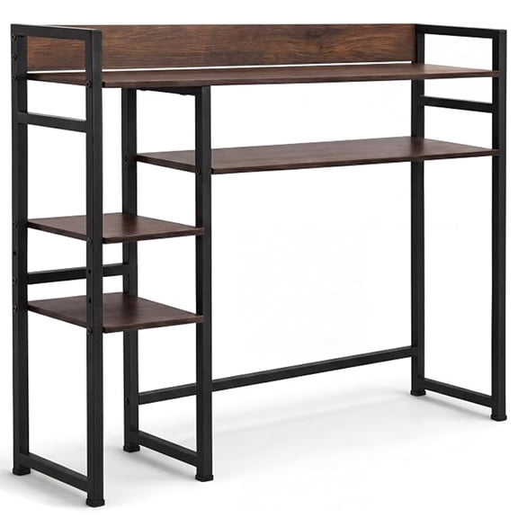 My-Cap Wooden Desktop Organizer Bookshelf, Adjustable 5 Tier Desktop Shelf, Office Organizer, Display Shelf for Home Office, Coffee Accessories, Coffee Pods, Mugs & Kitchen Storage (Dark Brown)
