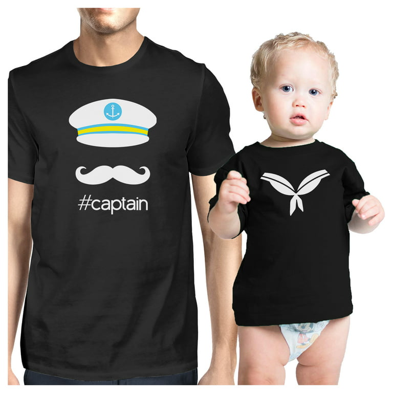 My Captain Black Funny Dad Baby Matching Outfits Baby Shower Gifts - Large 24M Shirt