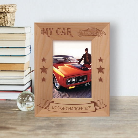 My Car Personalized Wooden Frame 3 1/2" x 5" Brown (Vertical)