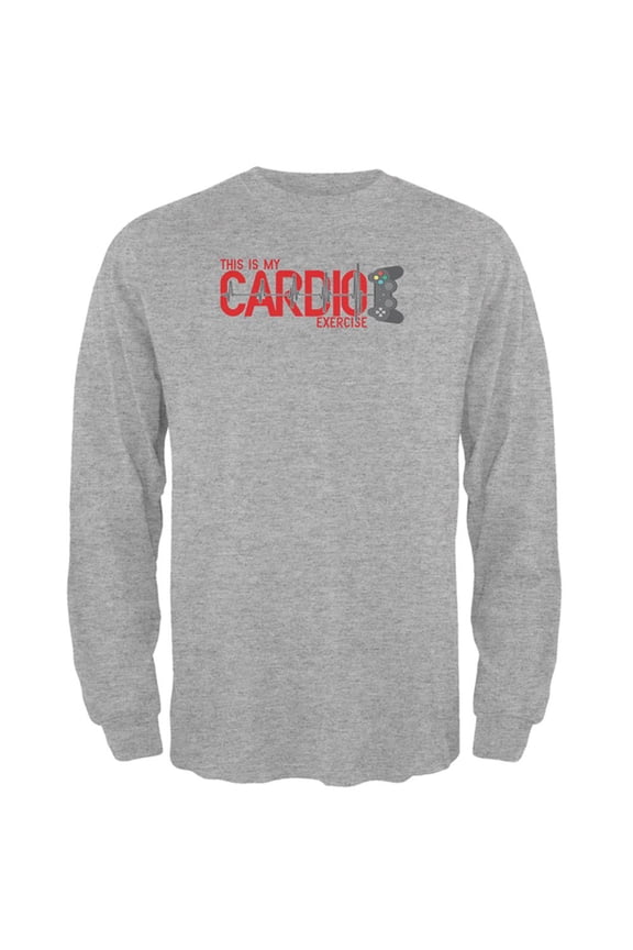 My Cardio Exercise Game Controller Heartbeat Mens Long Sleeve T Shirt Heather LG