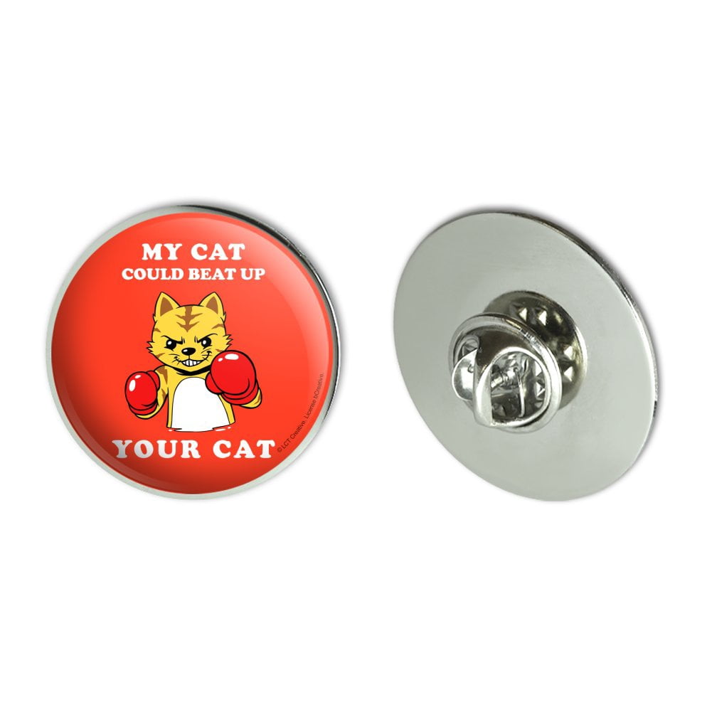 Boxing Cat Pin My Cat Could Beat Up Your Cat Boxing Gloves Funny Humor Metal 1.1