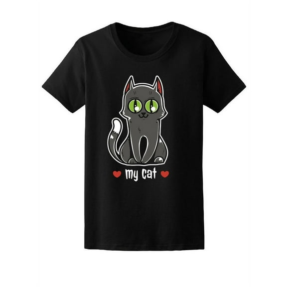 My Cat, Grey Cat Cartoon T-Shirt Women -Image by Shutterstock, Female Small