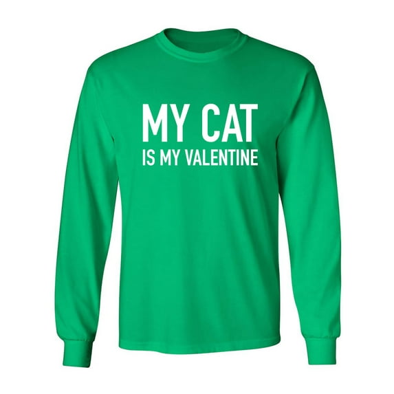 My Cat Is My Valentine Adult Long Sleeve T-shirt