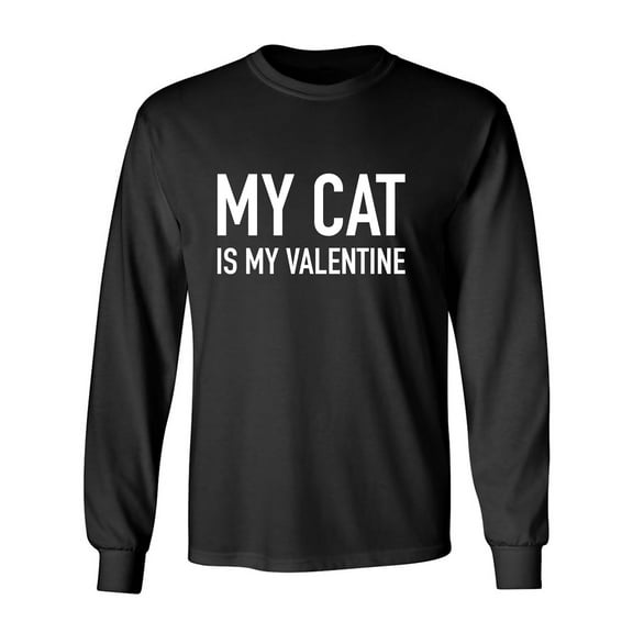 My Cat Is My Valentine Adult Long Sleeve T-shirt