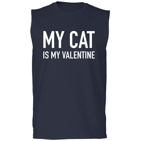 My Cat Is My Valentine Adult Sleeveless Tee