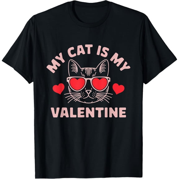 My Cat Is My Valentine Cute Cat Lover Hearts Valentine's Day T-Shirt