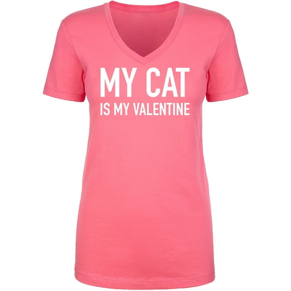 My Cat Is My Valentine Womens V-Neck T-Shirt
