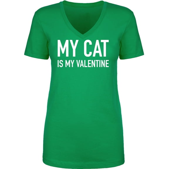 My Cat Is My Valentine Womens V-Neck T-Shirt