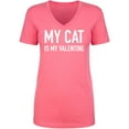 thumbnail image 1 of My Cat Is My Valentine Womens V-Neck T-Shirt, 1 of 2