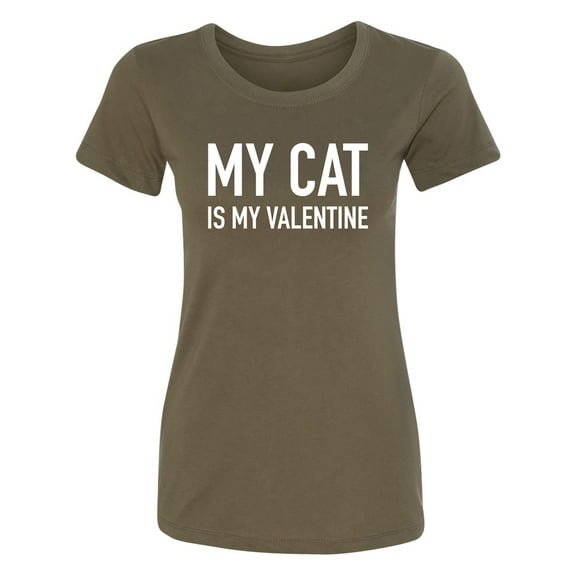 My Cat Is My Valentine Womens crewneck tee