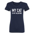 thumbnail image 1 of My Cat Is My Valentine Womens crewneck tee, 1 of 2