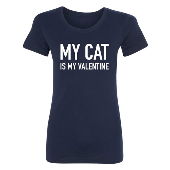 My Cat Is My Valentine Womens crewneck tee