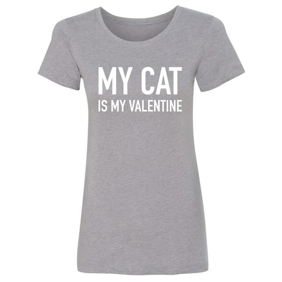 My Cat Is My Valentine Womens crewneck tee
