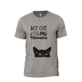 thumbnail image 1 of My Cat Is Totally My Valentine Men's Modern Fit Fun Casual T-Shirt Printed Graphic Tee Military Gray Large, 1 of 3