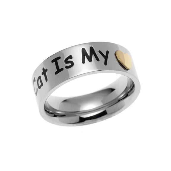 My Cat is Heart Engraved Lover Ring size 7