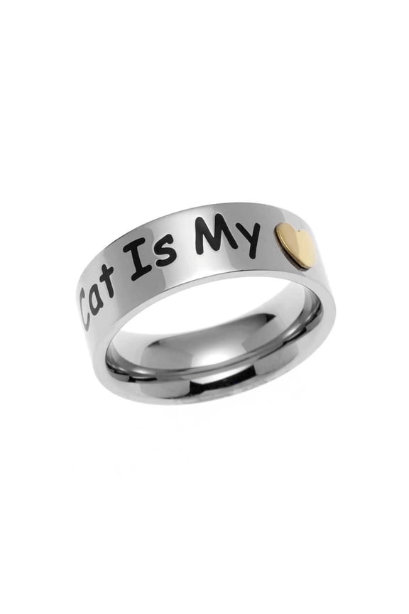 My Cat is Heart Engraved Lover Ring size 7