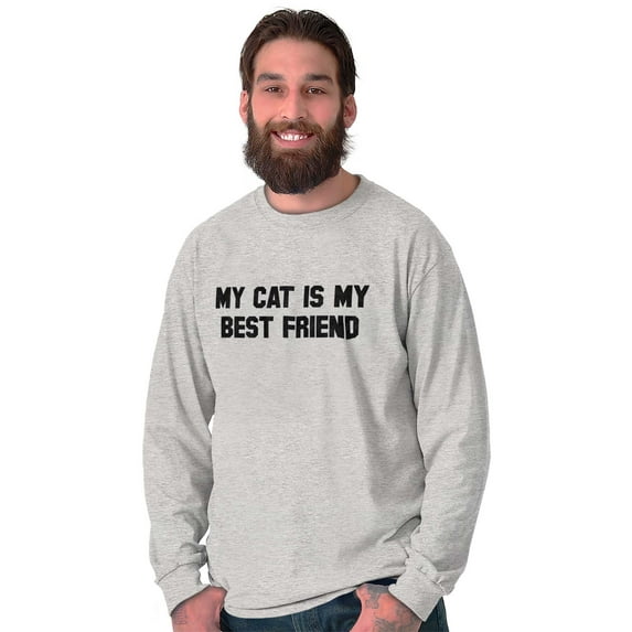 My Cat is My Best Friend Pet Lover Plus Size Long Sleeve Graphic Tee Shirt Brisco Brands 3X