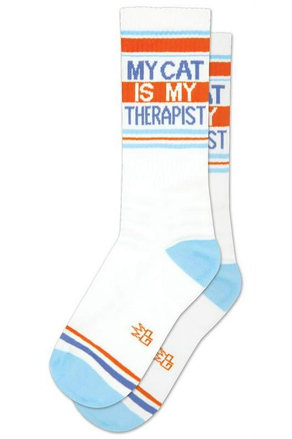 My Cat is My Therapist,, Novelty Gift Socks for Men, Women and Teens, Funny Cool Crew Socks (Made in the USA)