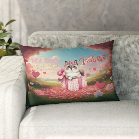 My Cat is My Valentine Cute Siamese in Gift Box Pillowcase Double Sided Cat Lover Kitten Owner Gifts Pillow Case Covers - 3006