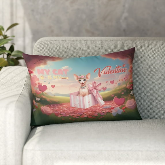 My Cat is My Valentine Cute Sphynx in Gift Box Pillowcase Double Sided Cat Lover Kitten Owner Gifts Idea Pillow Case Covers - 3006