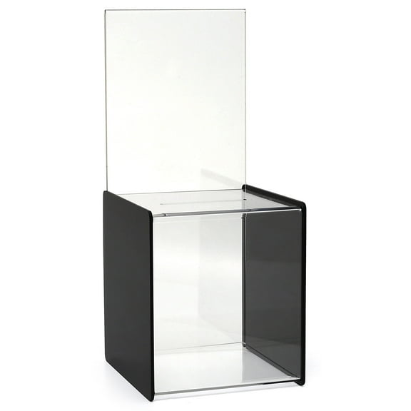 My Charity Boxes - 2 Pack - Mini Ballot Box - Ticket Box - Coin Collector - Tip Container - With 5x7 Sign Frame, for Counter Top Use Black