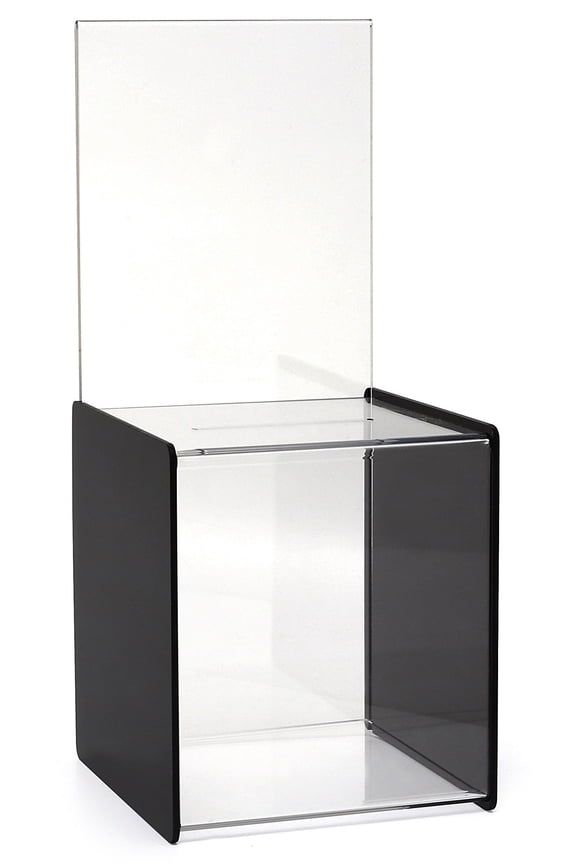 - 2 Pack - Mini Ballot Box - Ticket Box - Coin Collector - Tip Container - With 5x7 Sign Frame, for Counter Top Use Black