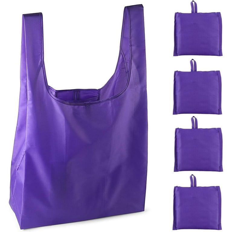 My Charity Boxes Reusable Grocery Bags Grocery Tote Foldable into Attached Pouch Ripstop Polyester Reusable Shopping Bags Washable Reinforced Durable and Lightweight Bag Purple Walmart