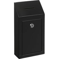 My Charity Boxes Steel Top Slot and Lock Donation Box 10" x 6" x 2.5", Black