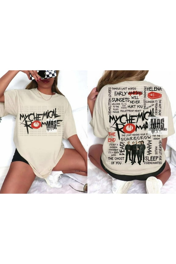My Chemical romance 2 Sided T-shirt, Vintage MCR Shirt, For Fan,Natural color,size XL