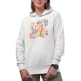 thumbnail image 1 of My Class Is Full of Sweet Hearts with Retro Groovy Wavy Text Art, Teacher Merch Gift, White Hooded Sweatshirt or Hoodie, Small, 1 of 5