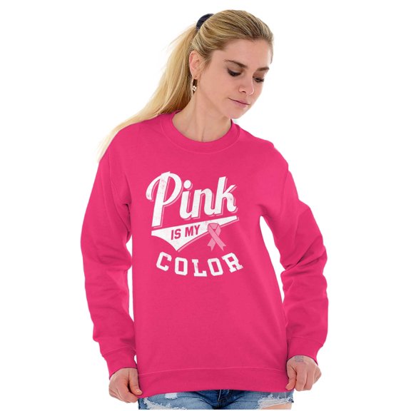 My Color Pink Breast Cancer Awareness Women Crewneck Sweatshirt Brisco Brands L