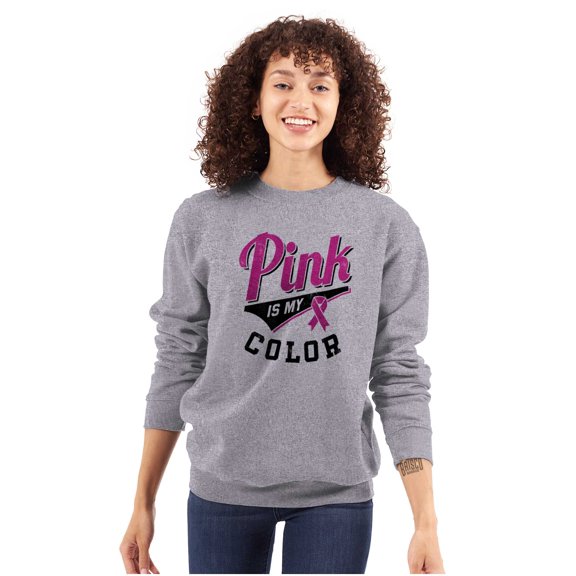 My Color Pink Breast Cancer Awareness Women Crewneck Sweatshirt Brisco Brands M