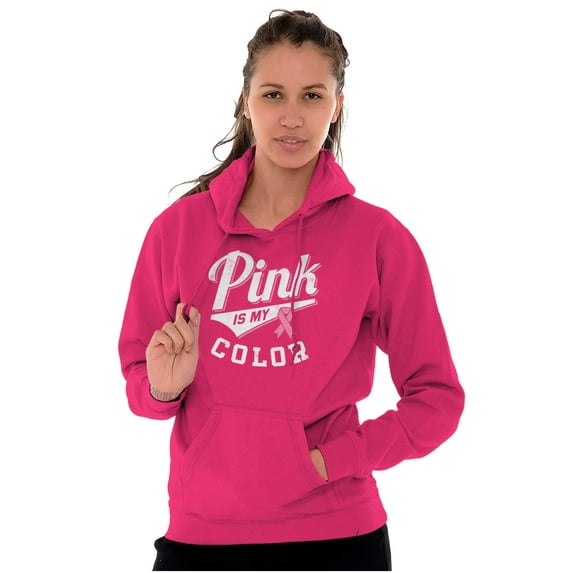 My Color Pink Breast Cancer Awareness Women Plus Size Graphic Pullover Hoodie Brisco Brands 5X